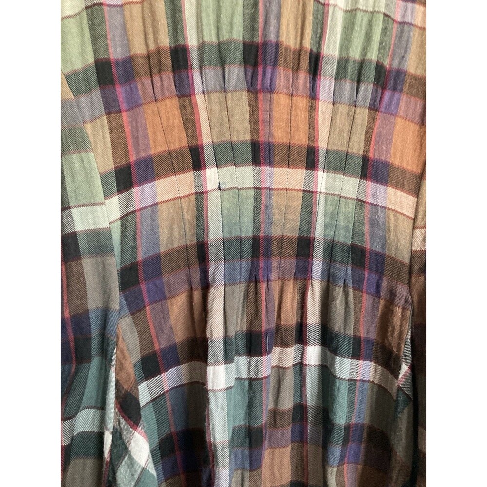 Soft Surroundings Plaid Swing Tunic Top XL Pleated Pastel Boho - Picture 8 of 12